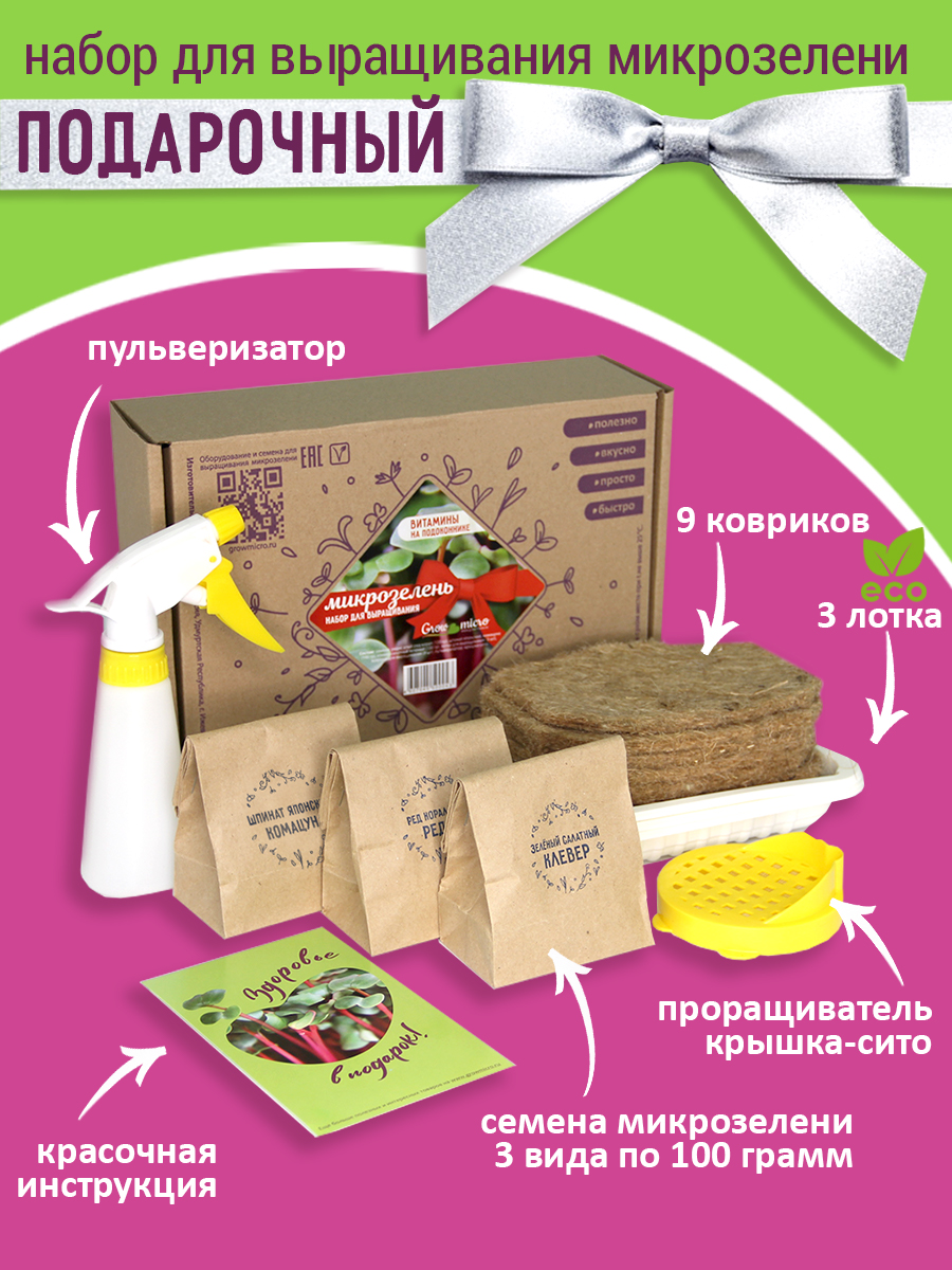 Подарочный набор для выращивания микрозелени